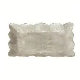 Capiz Mini Rectangular Tray w/ Scalloped Edge - Natural Pearl