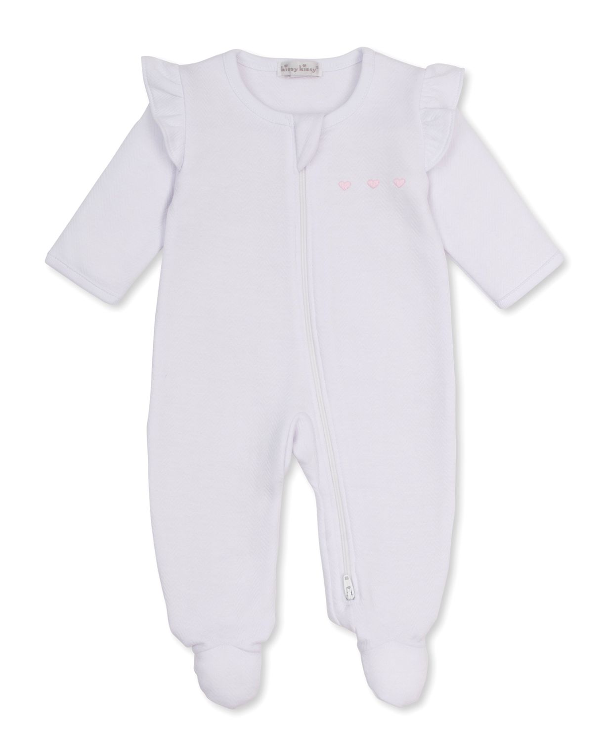 Baby Blessings Jacquard Footie - White/Pink