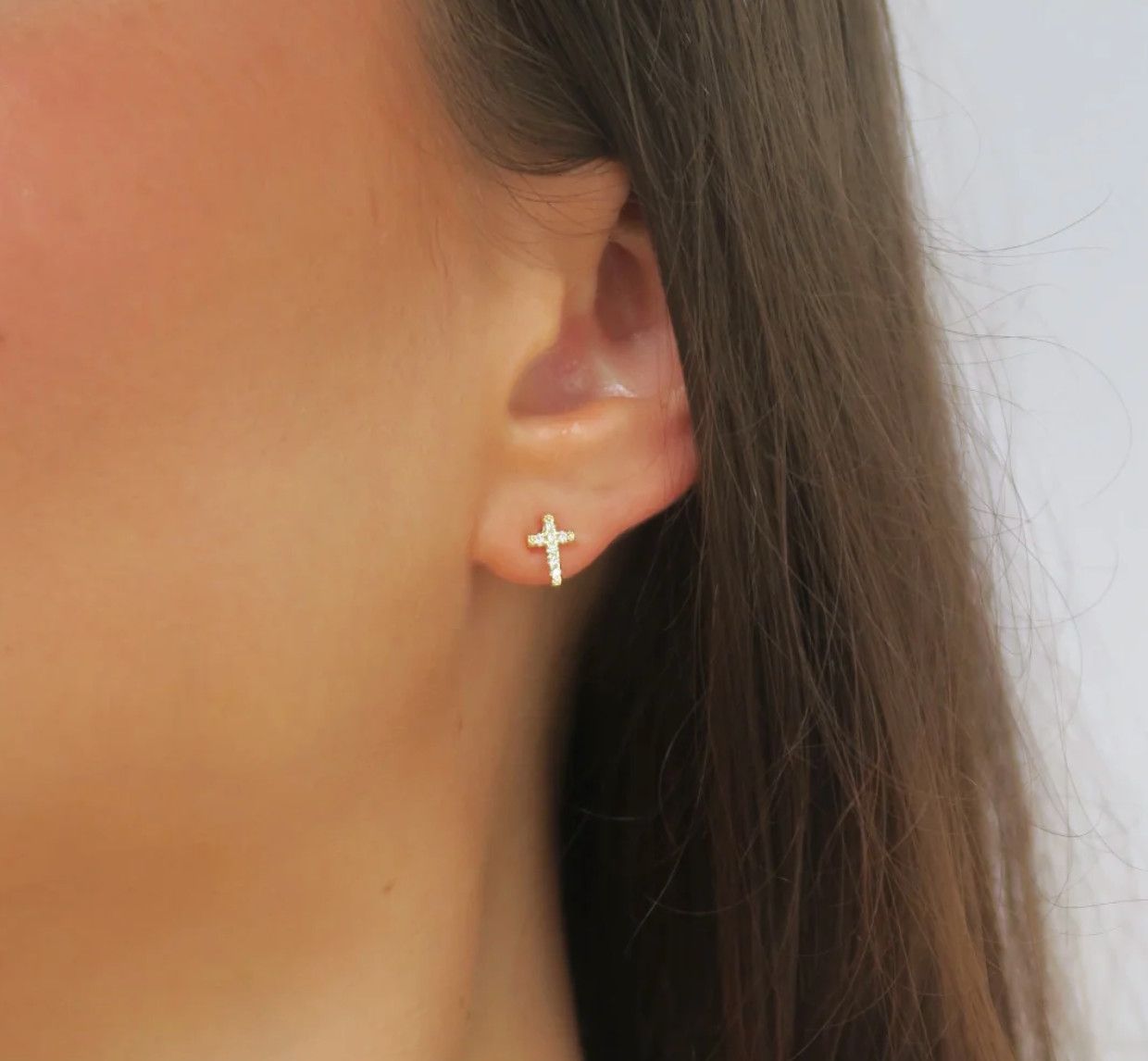 Micro Pave CZ Cross Studs