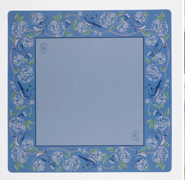 Mahjong Mat- Blue and White Bird