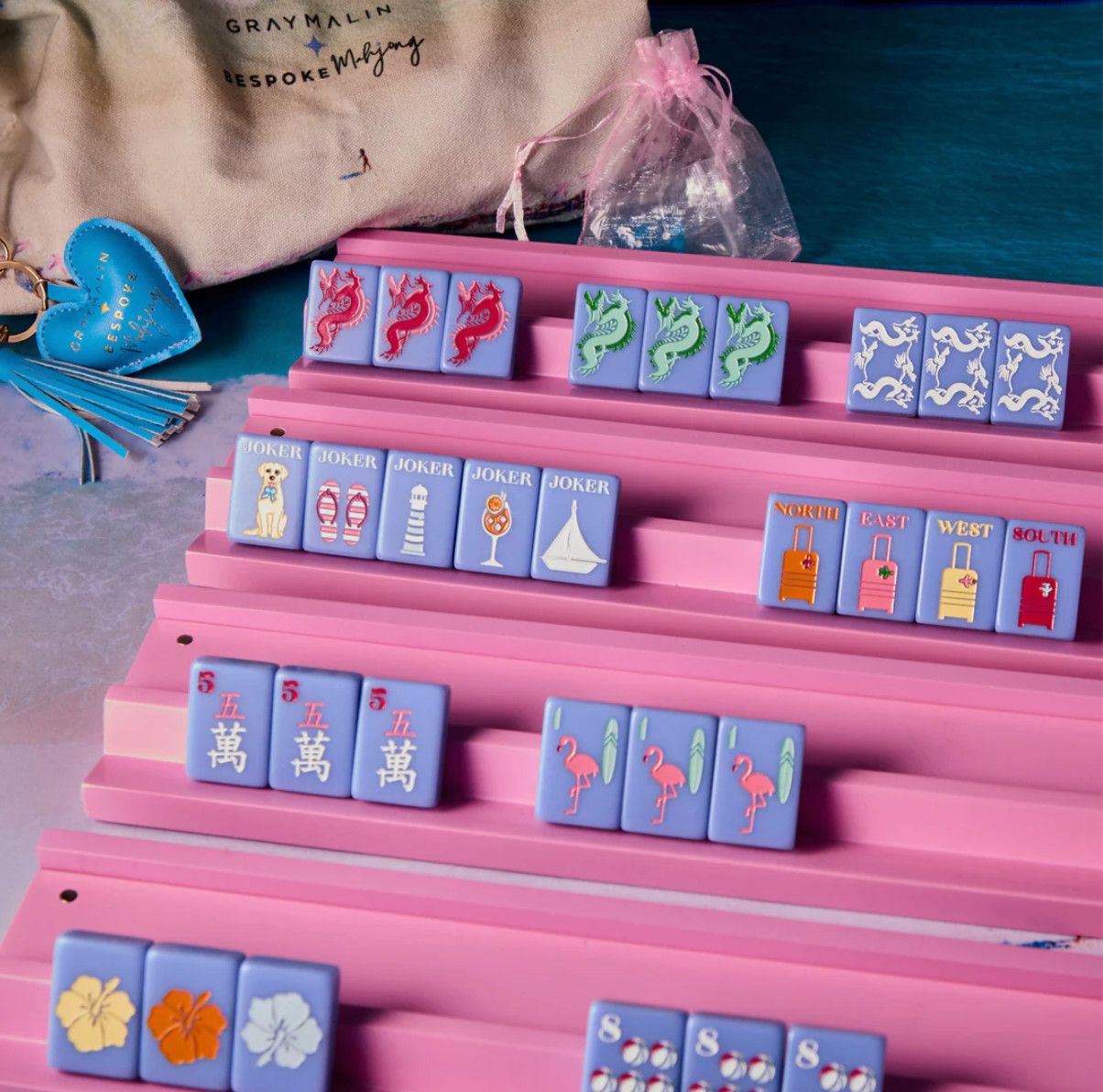 Bespoke x Gray Malin Beach Club Mahjong Tiles- Cabana Blue