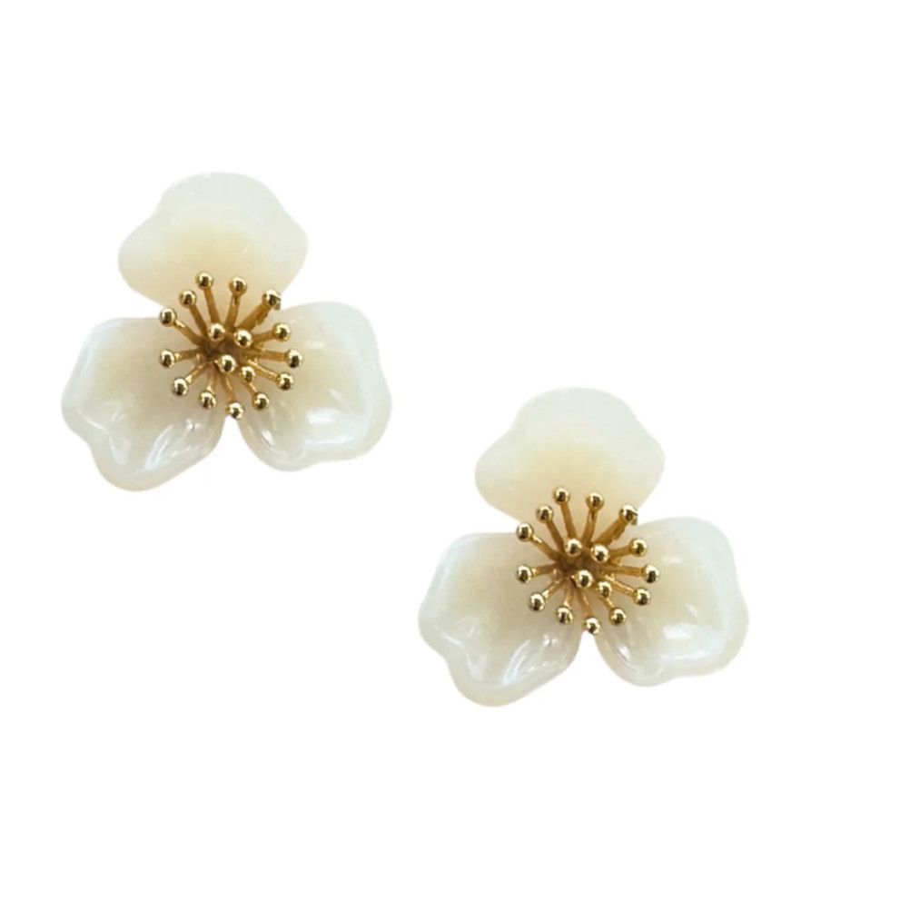 Trillium Stud Earrings-Ivory
