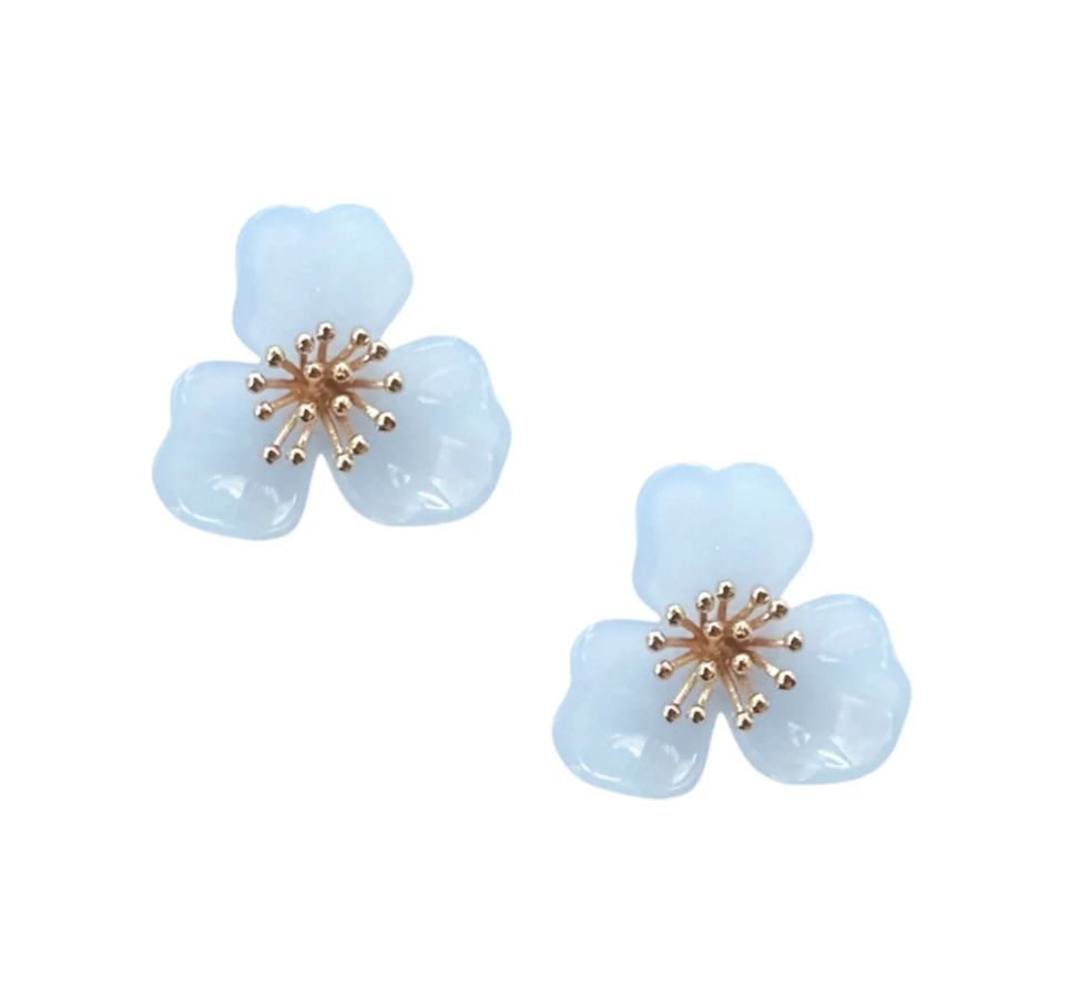 Trillium Stud Earrings-Blue