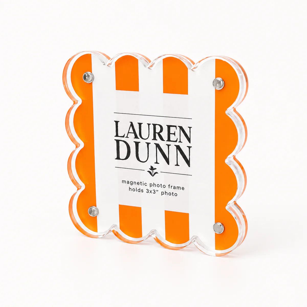 3x3 Orange &amp; White Stripe Scallop Acrylic Frame