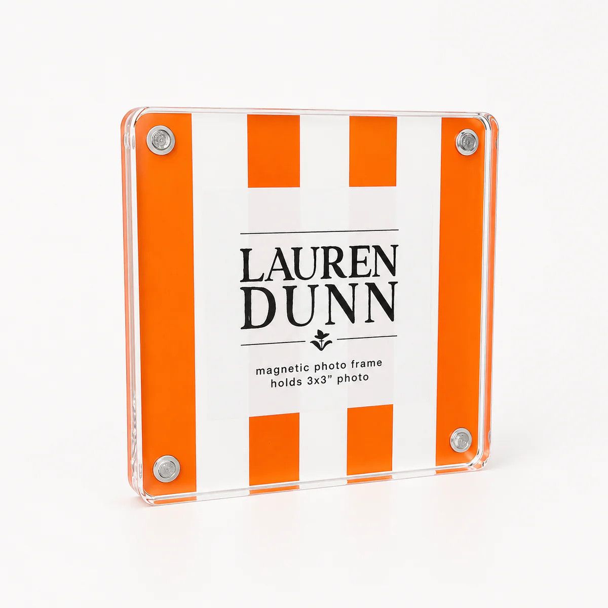 3x3 Orange &amp; White Stripe Acrylic Frame