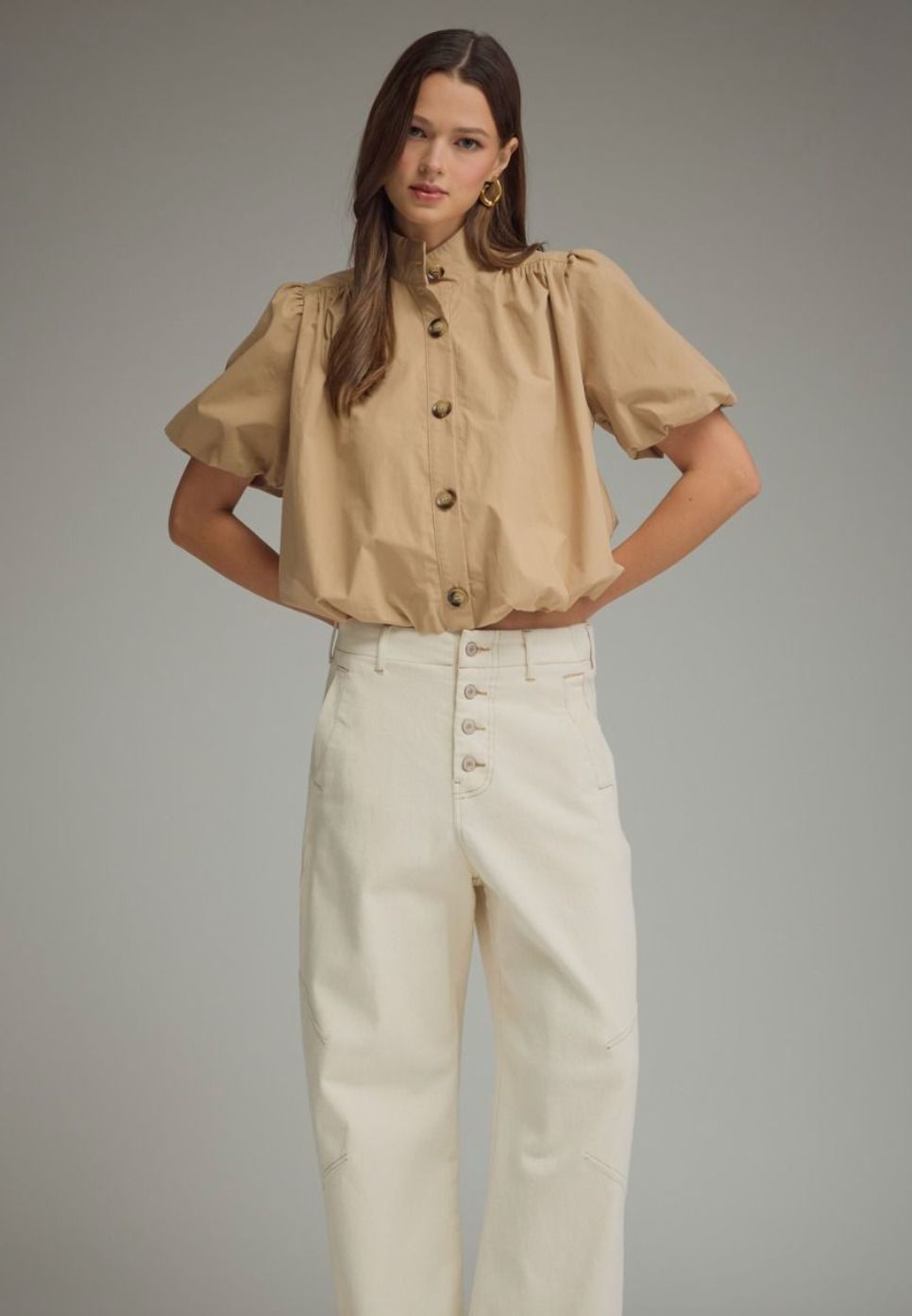 Latte Button Up Blouse