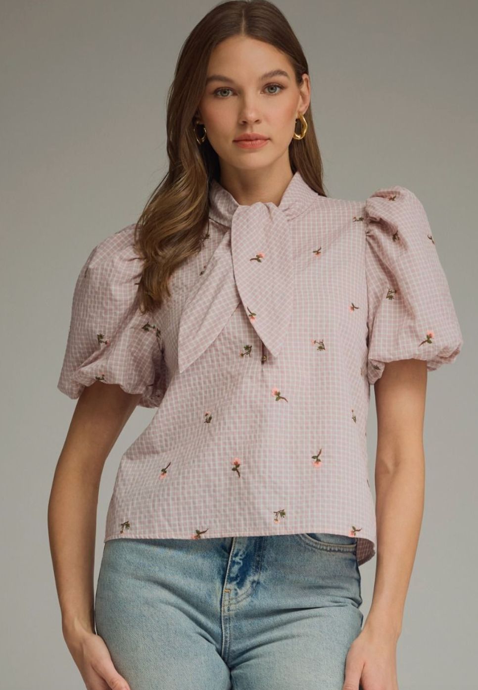 Blush Floral Embroidered Blouse