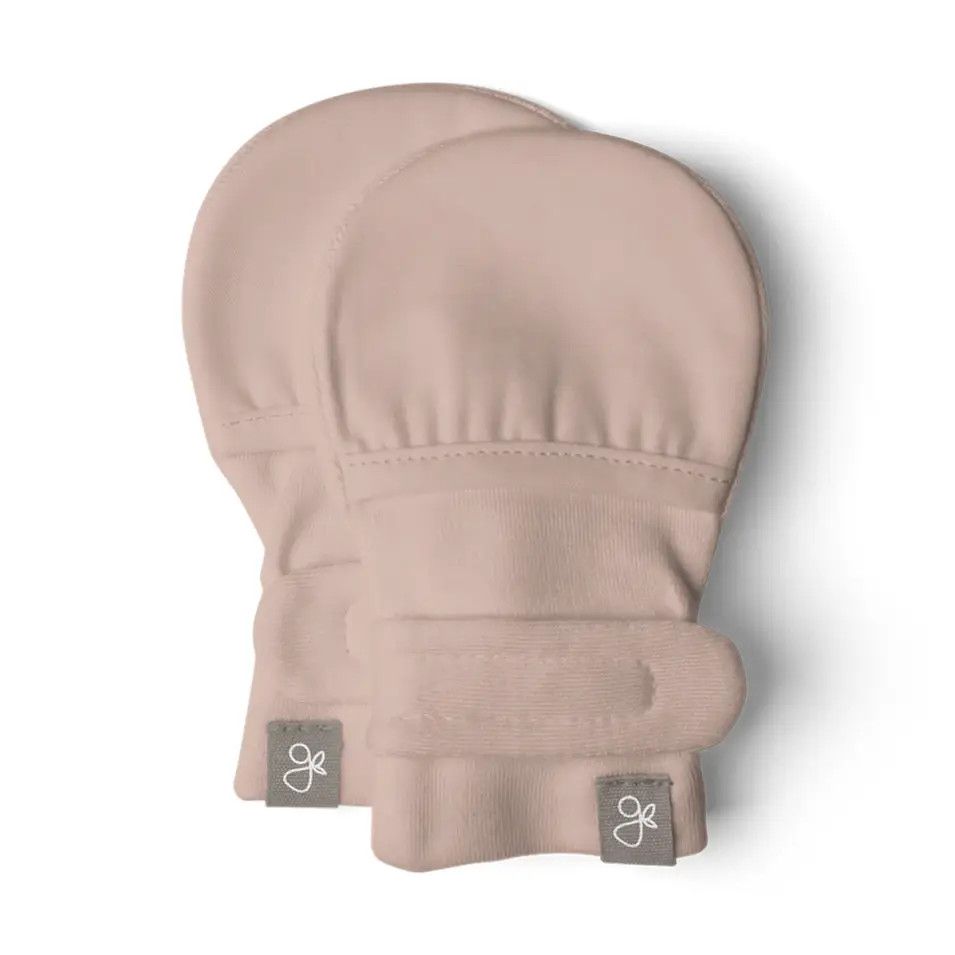 Viscose Organic Cotton Stay-On Mitts- Rose 0-3m