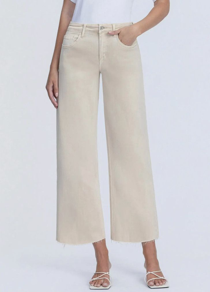 High Rise Crop Wide Leg Jeans - White Swan