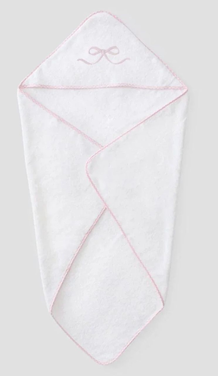 Baby Hooded Towel Pink Bow