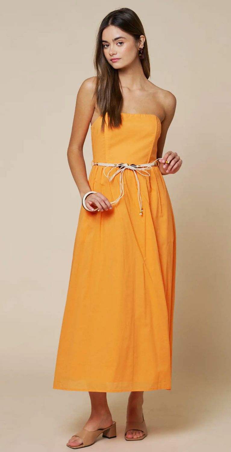 Strapless Maxi with Beaded Belt