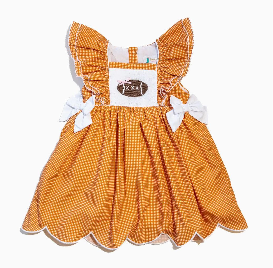 Orange Smocked Game day Football Bubble