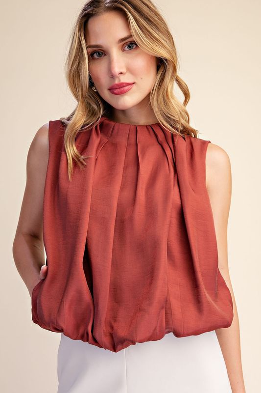 Sleeveless Pleated Balloon Top 