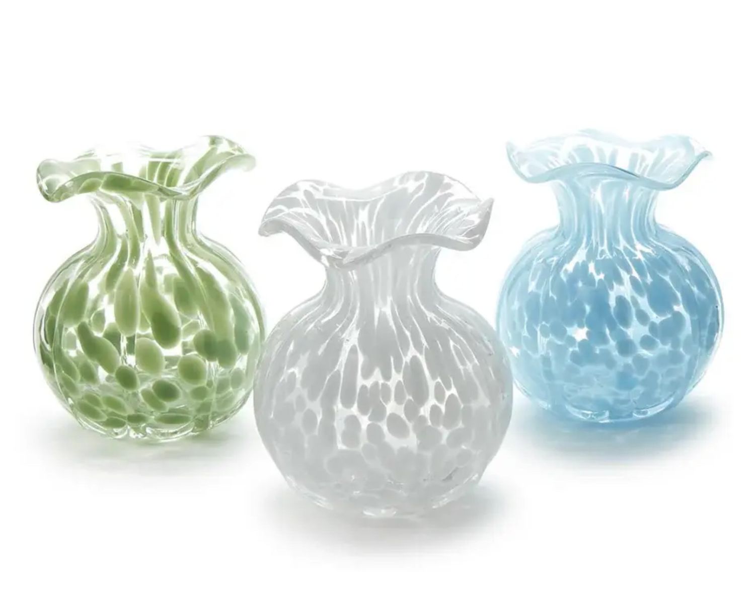 White Spotted Ruffled Edged Vase