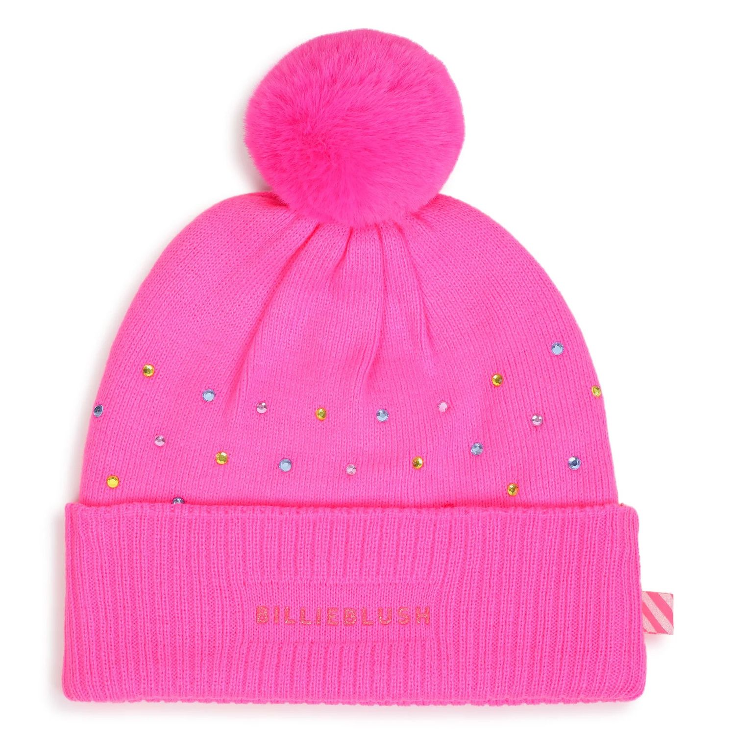 Girls Hot Pink Rhinestone Beanie