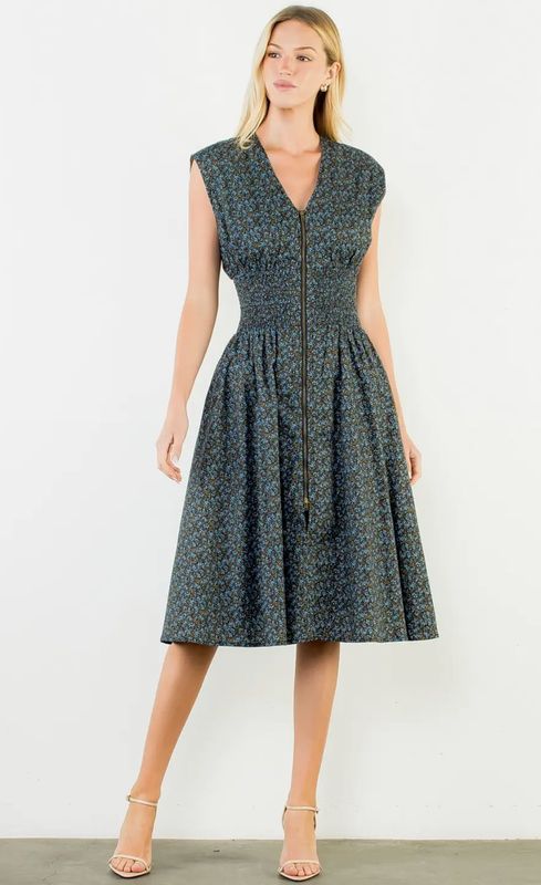Teeny Blue Floral Zipper Maxi