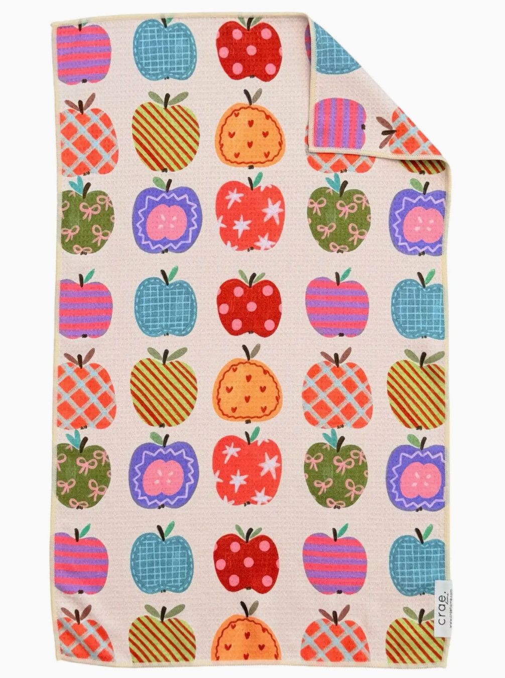 Apple Patch Double-Sided Hand Towel - Cream
