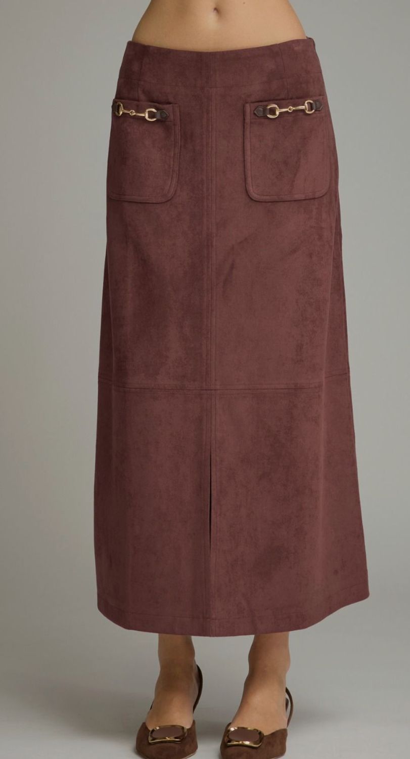 Merlot Maxi Suede Skirt