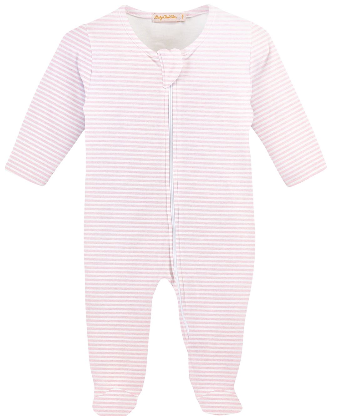 Light Pink Stripes Zipped Footie