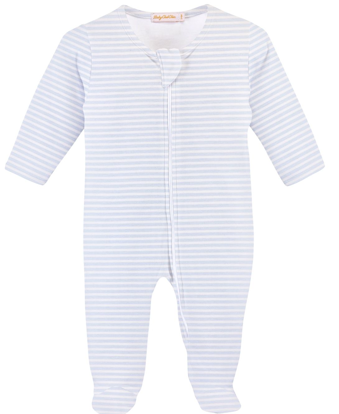 Light Blue Stripes Zipped Footie
