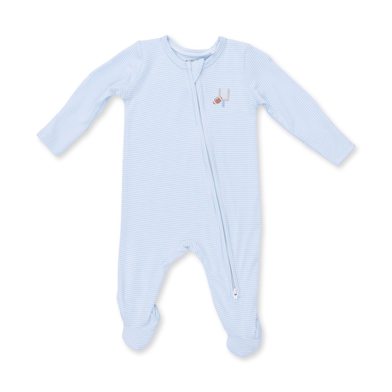 Football Micro Stripe 2 Way Zipper Footie 