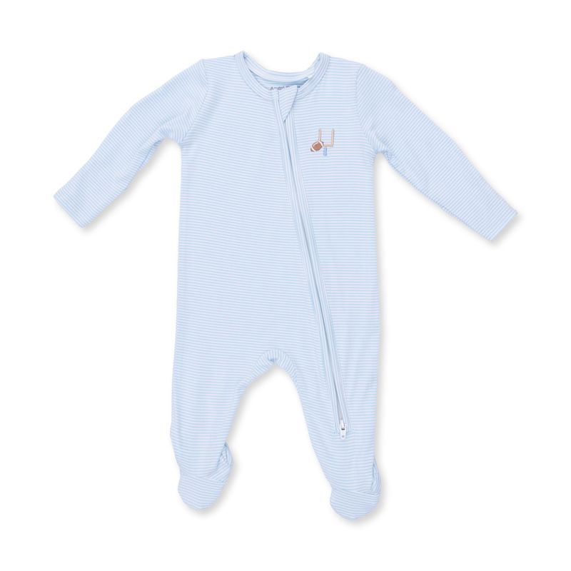 Football Micro Stripe 2 Way Zipper Footie 