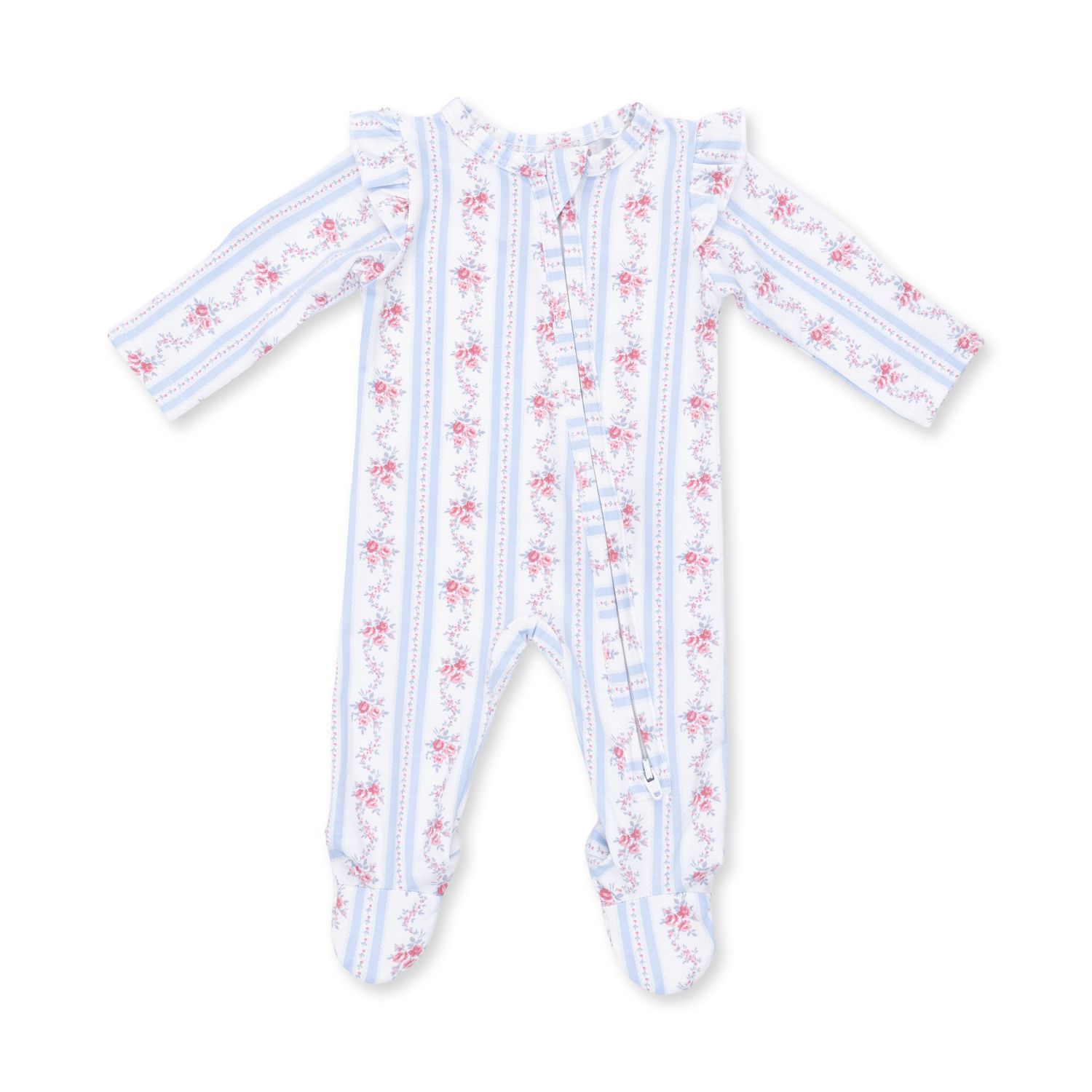 Anna Floral Stripe 2 Way Zipper Footie 