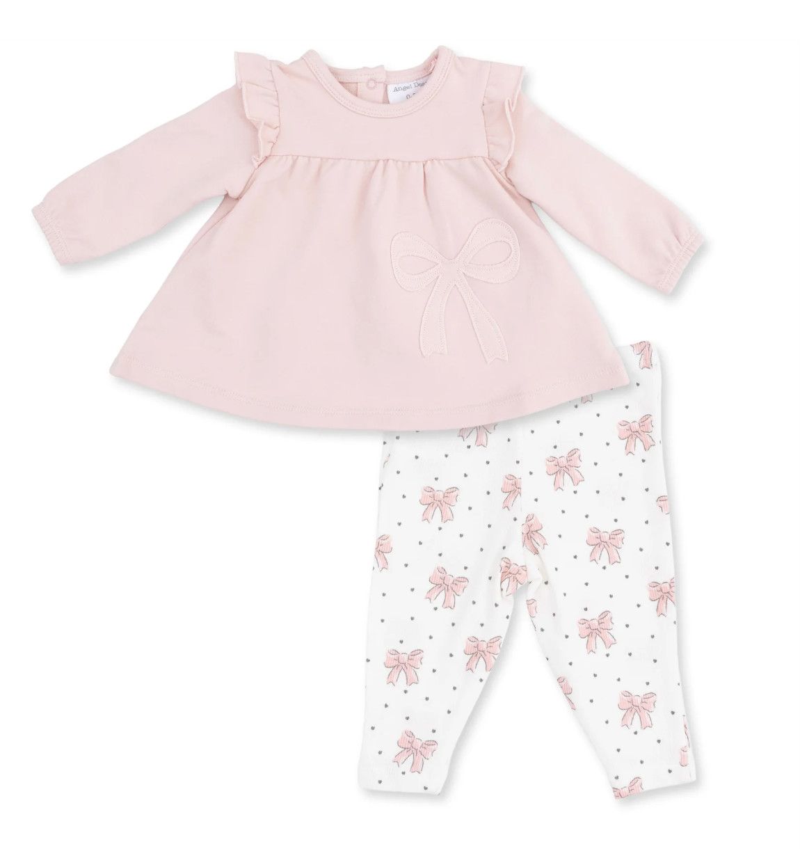Veiled Pink Bows - Long Sleeve Ruffle Sweatshirt w/ Leggings