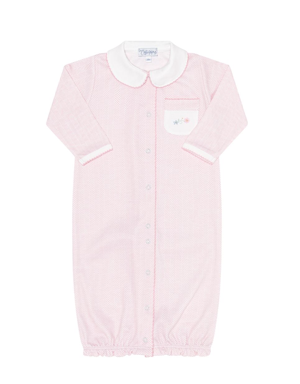 Pink Herringbone Embroidered Converter Gown
