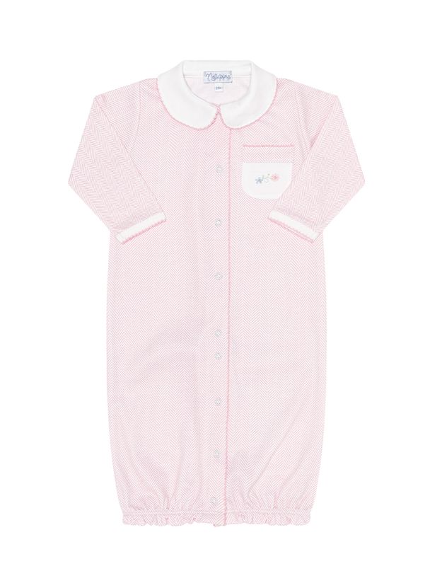 Pink Herringbone Embroidered Converter Gown