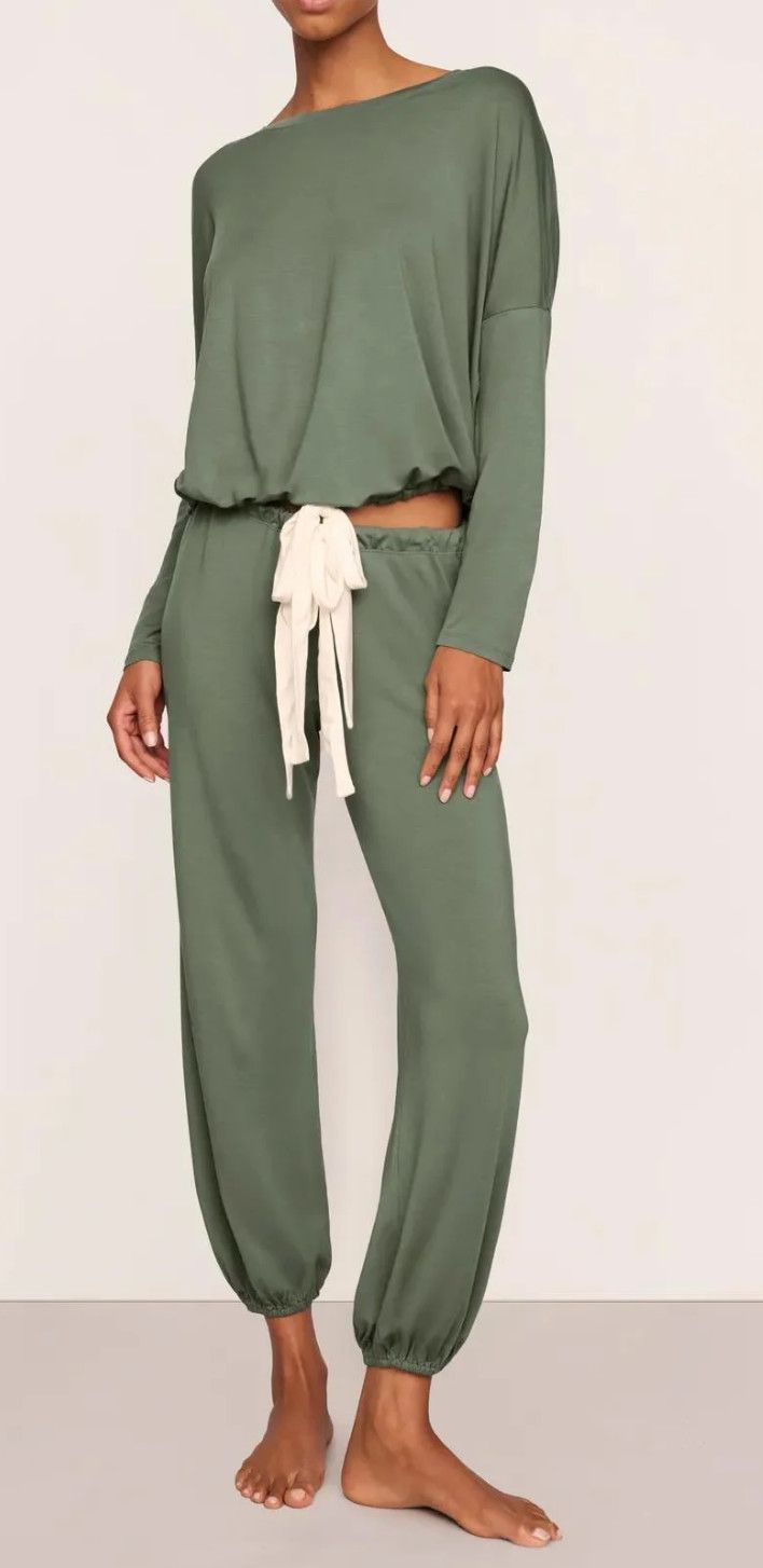 Gisele Pant PJ Set Sage/Ivory