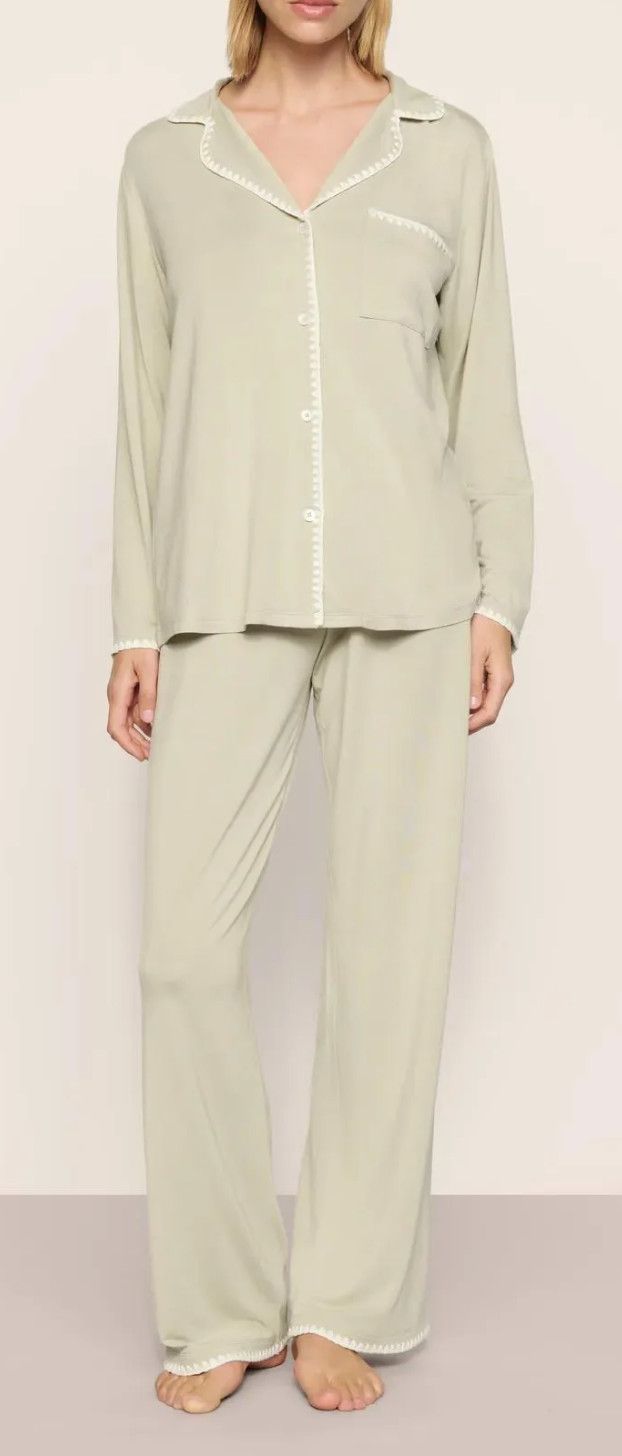 Frida Long PJ Set Sandstone/Ivory