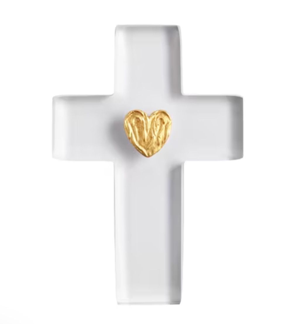 Clear Resin Cross w/ Gold Heart