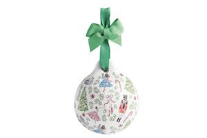 Green Tossed Pattern Nutcracker Paper Mache Ornament