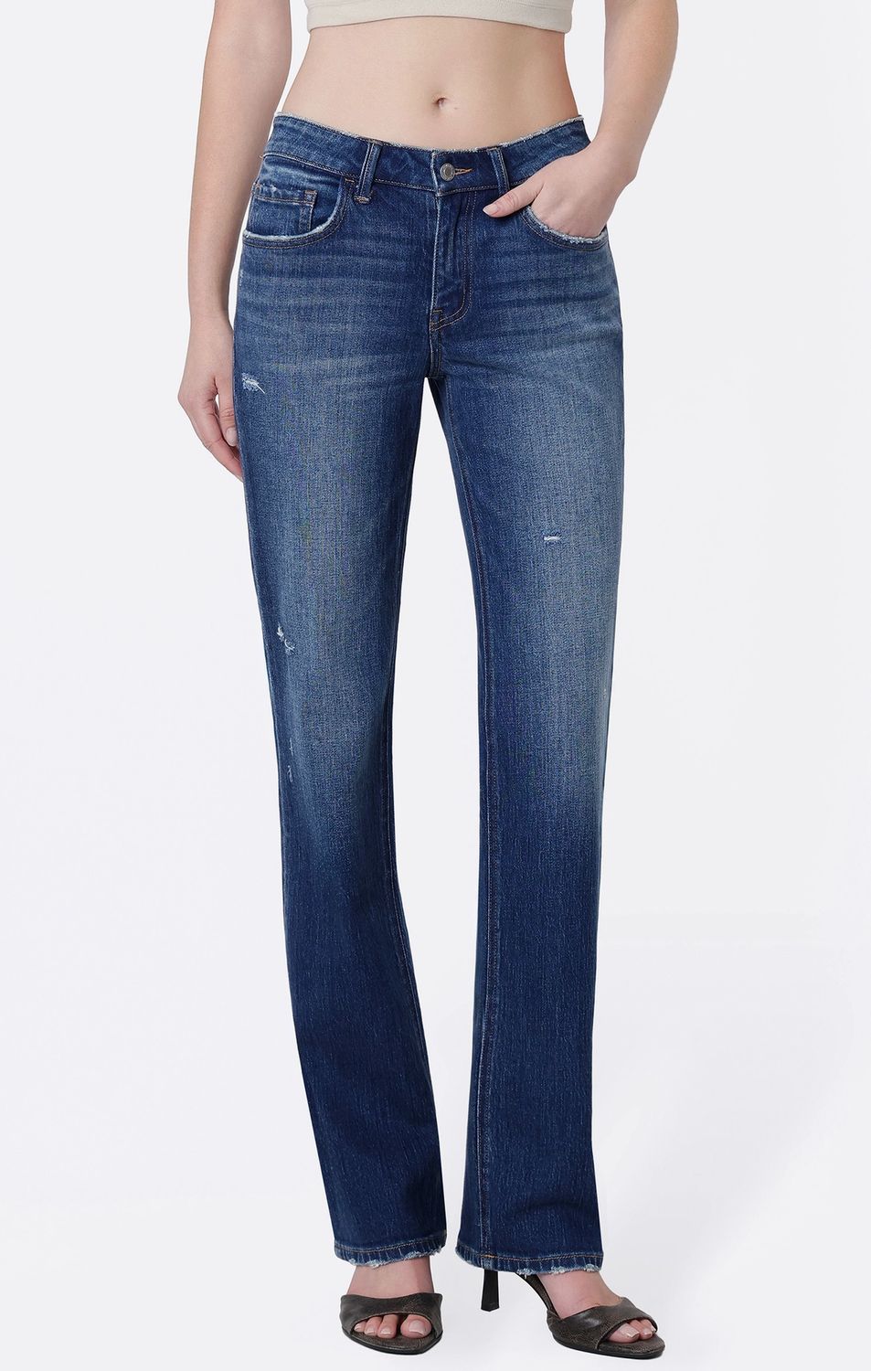 Mid Rise Straight Medium Dark Wash