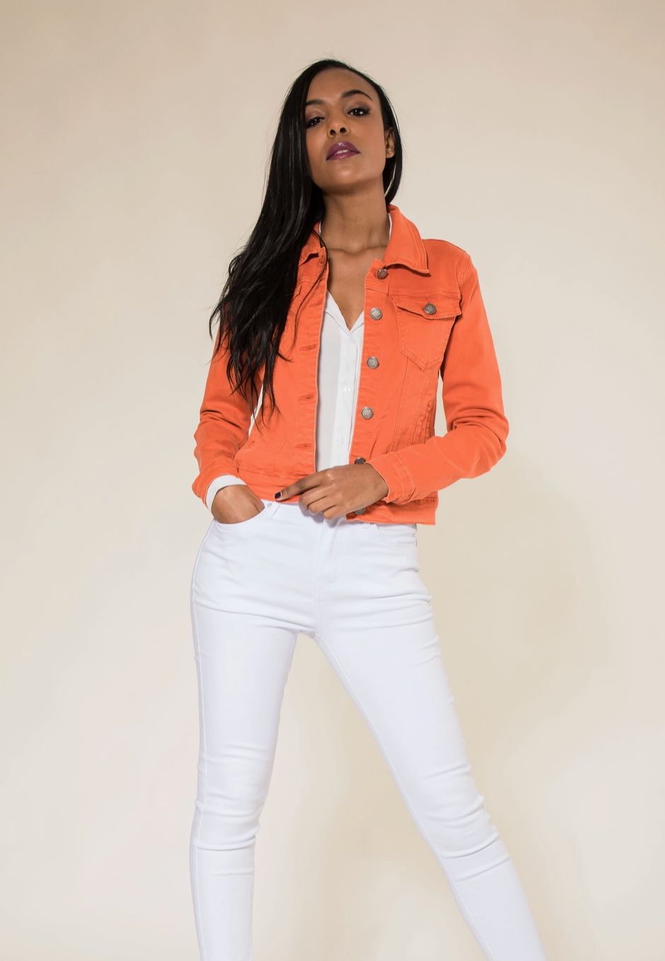 Stretch Fitted Jacket Orange