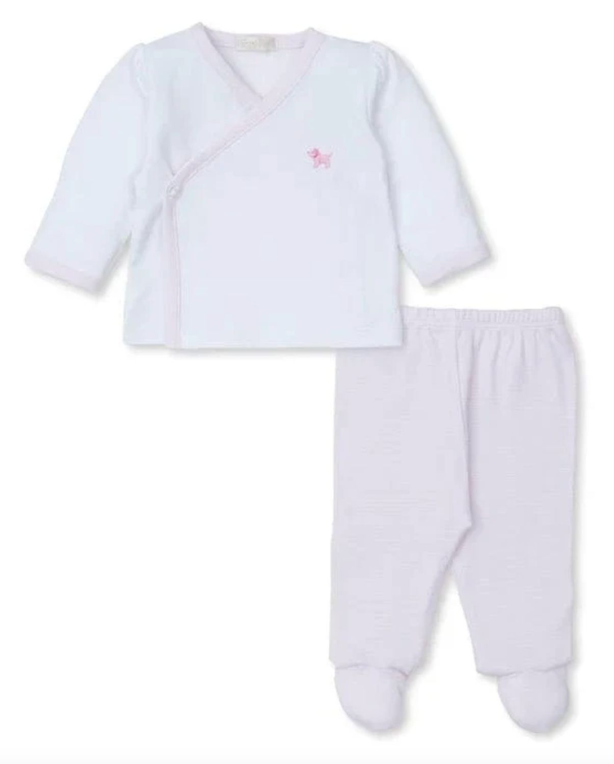 KK Pink Premier Puppy Paws Hand Emb. Footed Pant Set