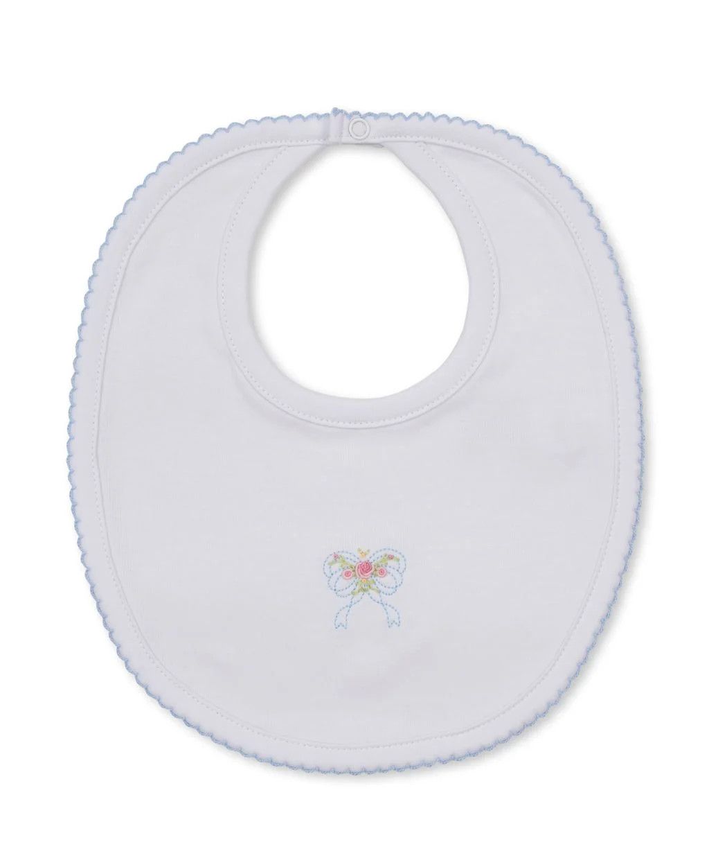 Lt Blue Premier Rose Bow Bib w/ Hand Emb.