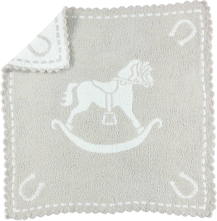 BFD 30" x 32" CozyChic Scalloped Receiving Blanket - Stone/White