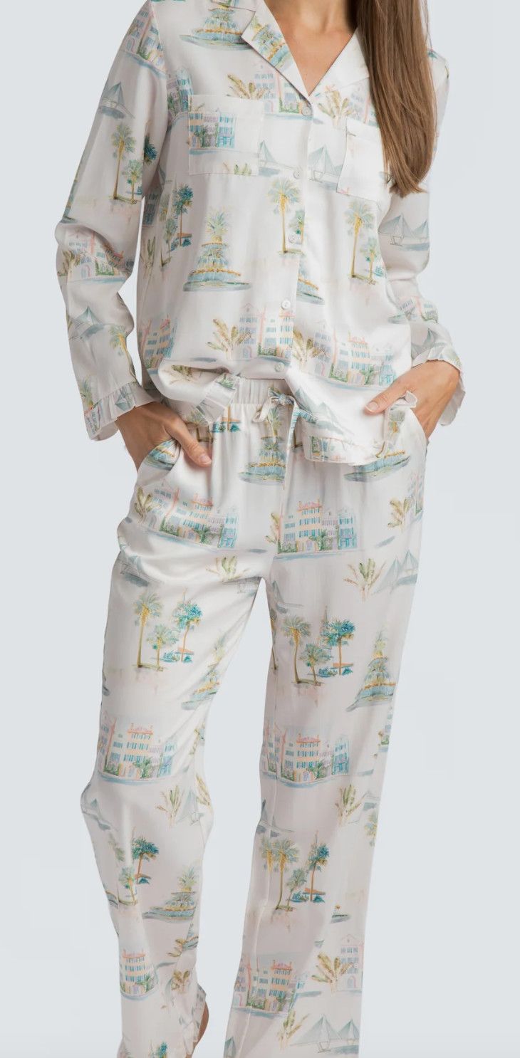 Charleston Watercolor Button Down Pant Set