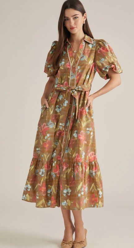 Olive Floral Dress