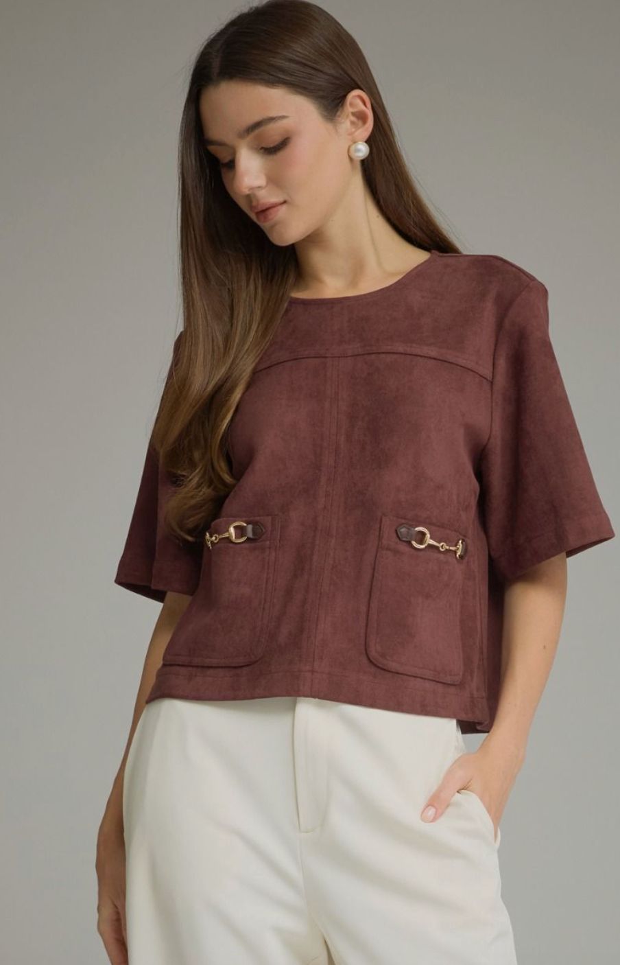 Merlot Faux Suede Top
