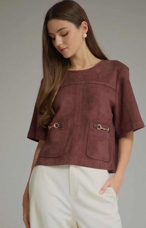 Merlot Faux Suede Top