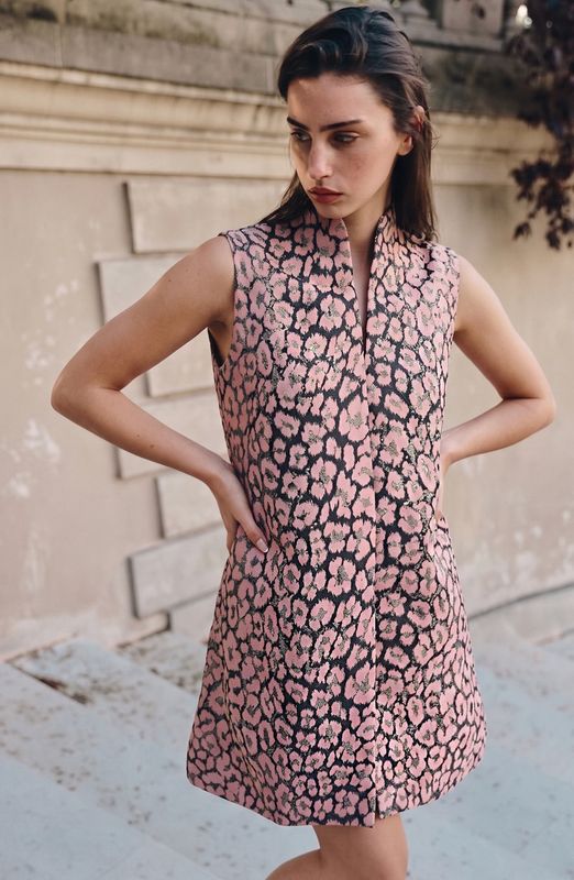 Wild Jacquard Mini Dress Pink