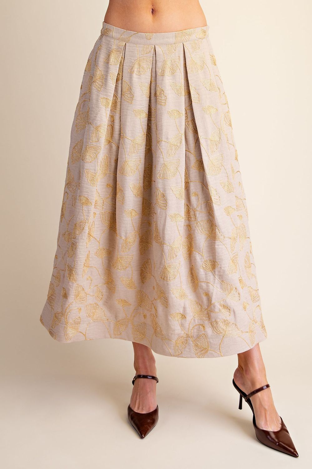 Embroidered Midi Skirt
