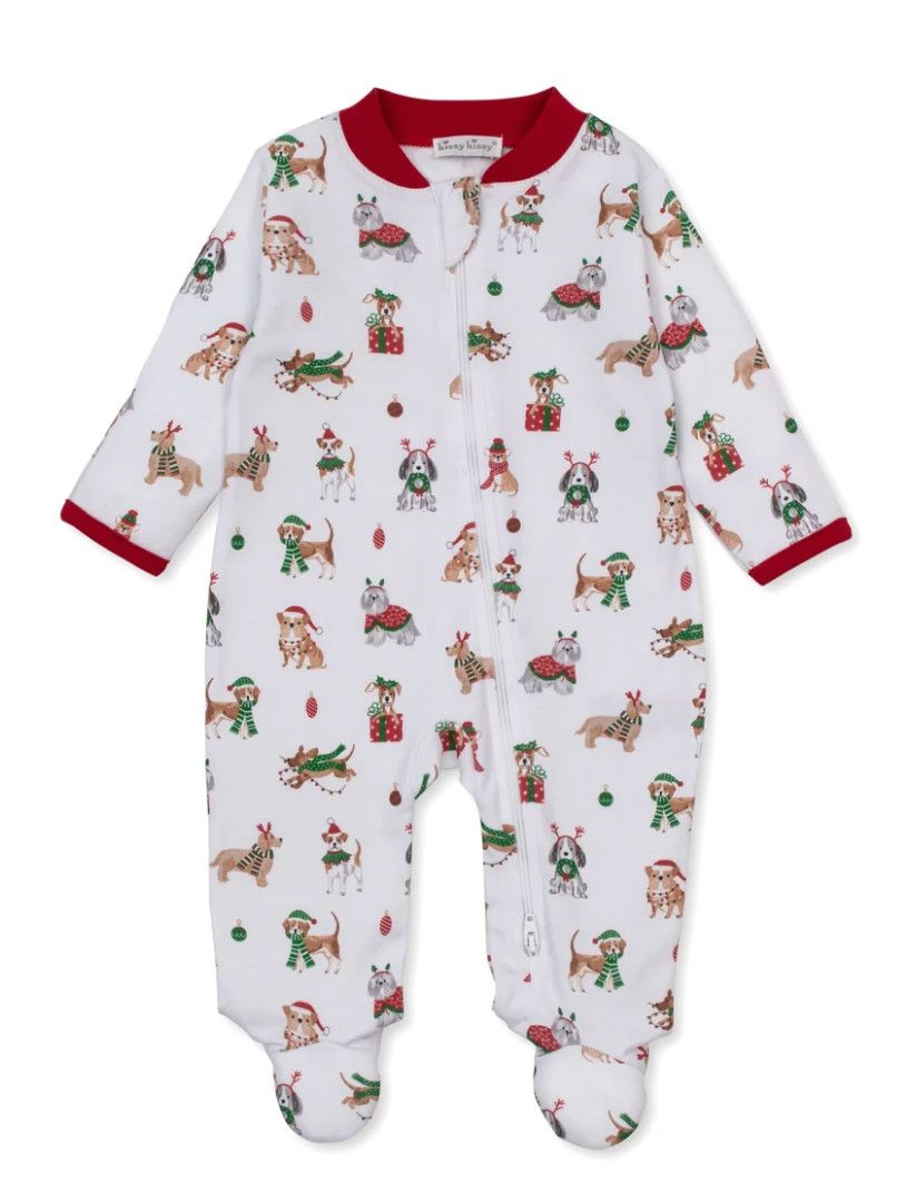 Santa's Merry Pups Zip Footie