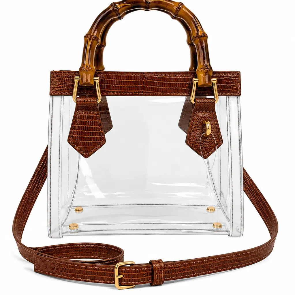 Jules Bamboo Brown Clear Bag
