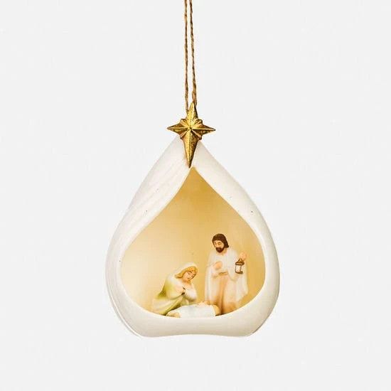Porcelain Teardrop Nativity Ornament