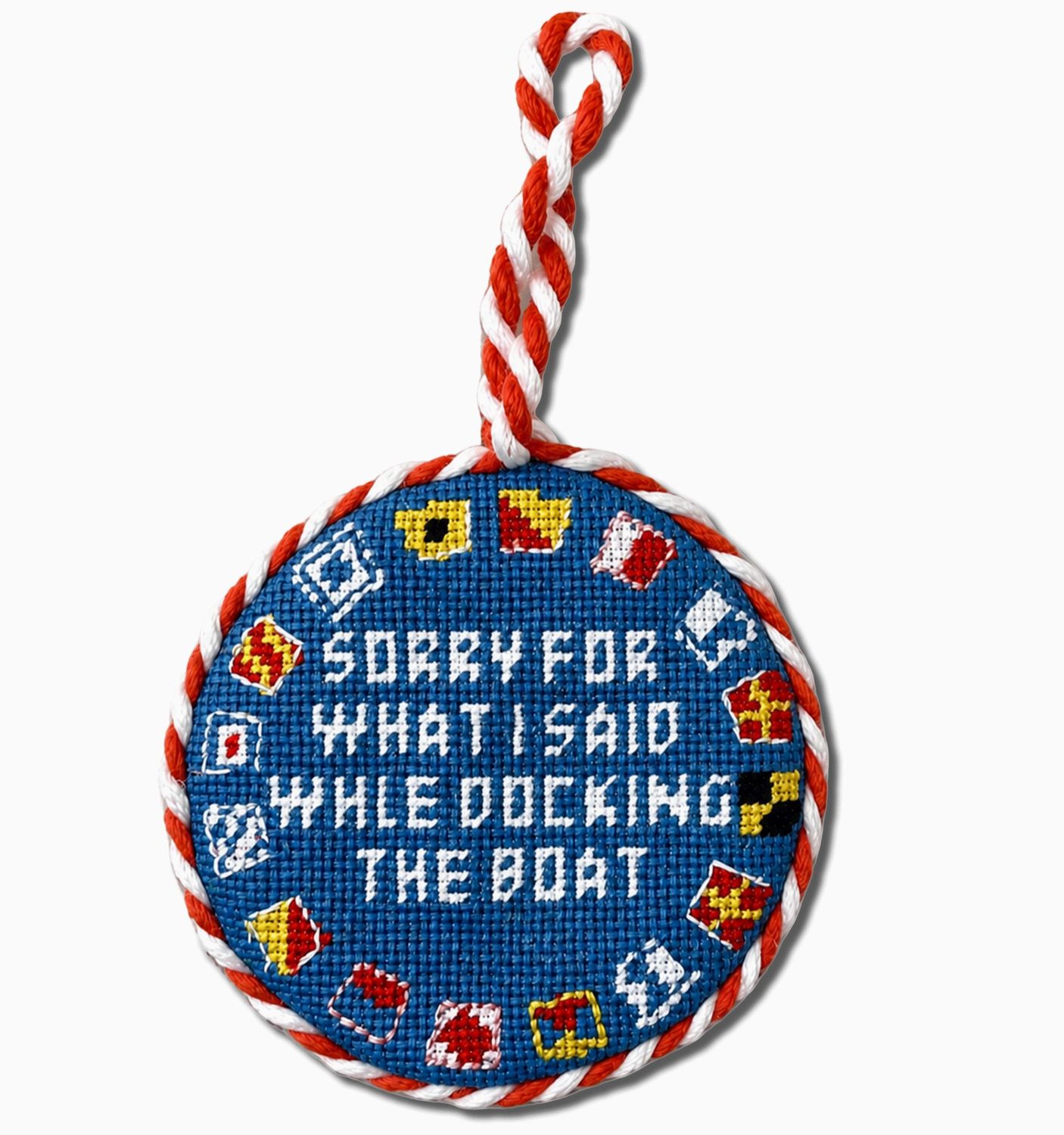 Docking the Boat Needlepoint Ornament