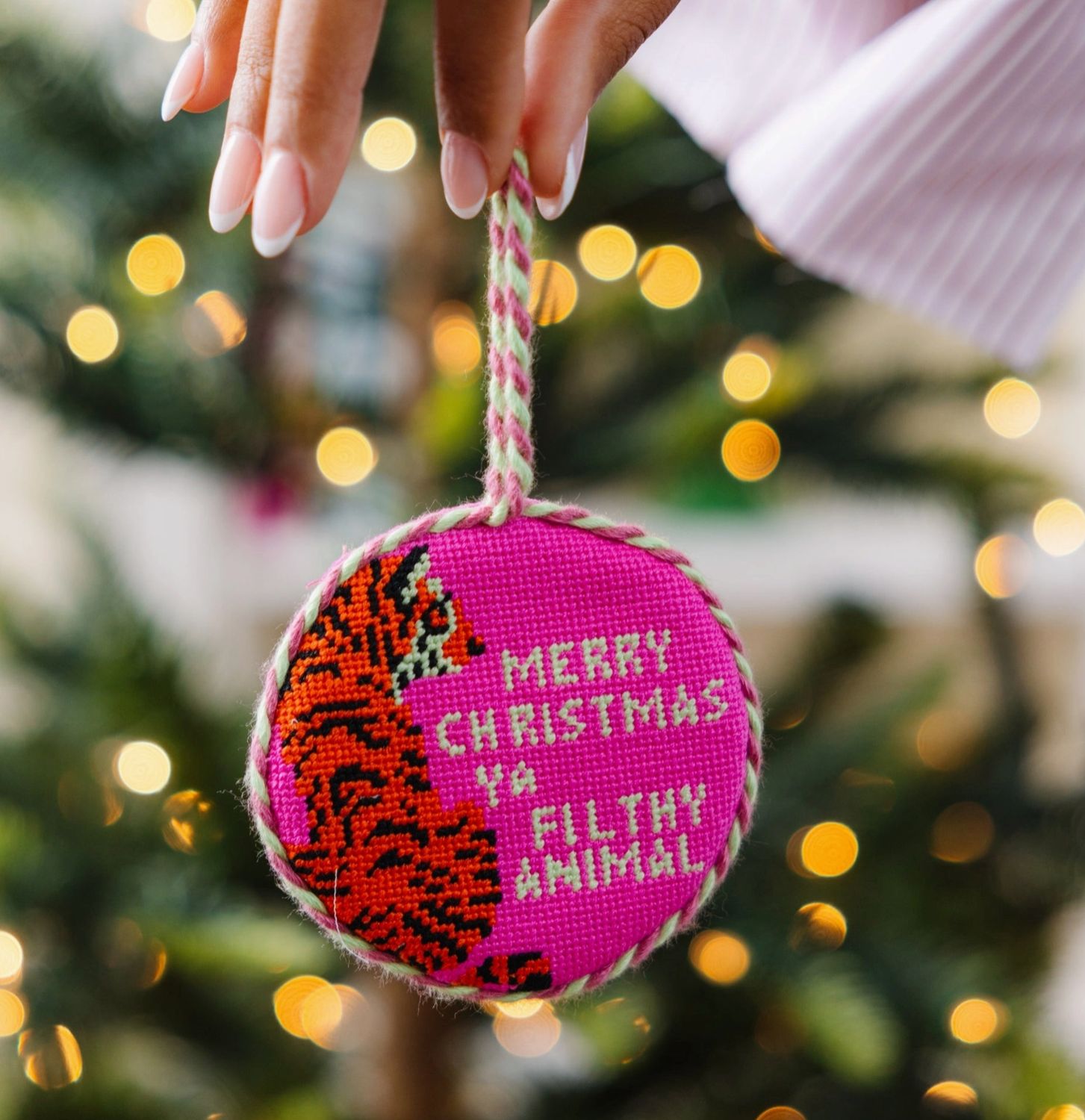 Filthy Animal Needlepoint Ornament